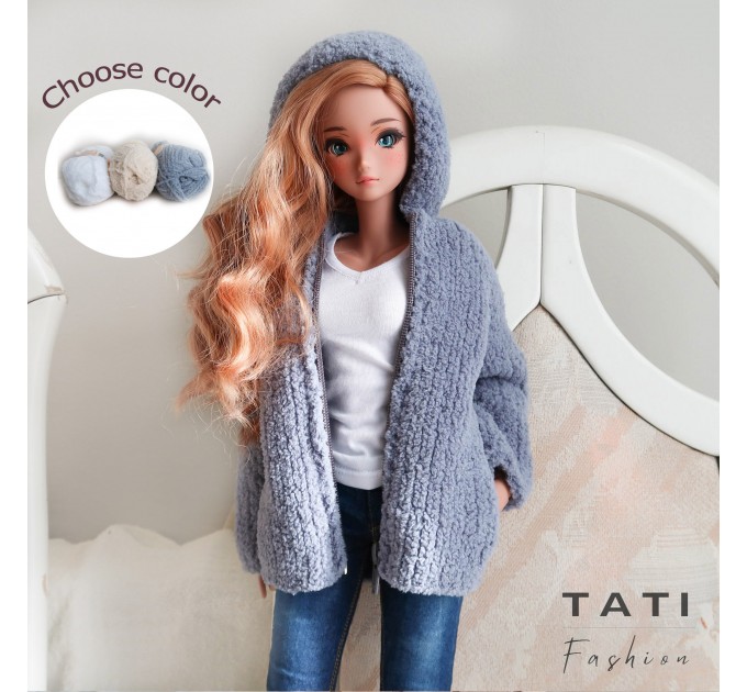 Soft coat with hood and pockets for Smart Doll