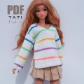 PATTERN: Sweater V-neck With Stripes for Smart Doll