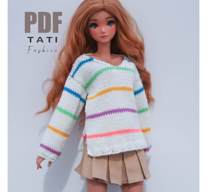 PATTERN: Sweater V-neck With Stripes for Smart Doll