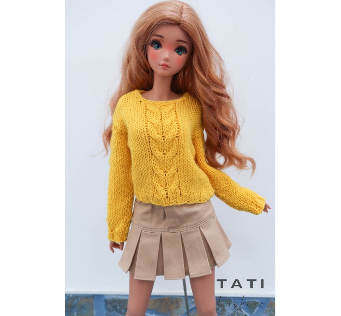 Knitted Sweater with Wide Cable Stitch for Smart Doll