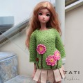 Oversized Sweater with Embroidered Flowers for Smart Doll