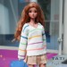 Oversized Sweater with V-neck and Stripes for Smart Doll