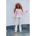 Oversized Sweater with V-neck and Stripes for Smart Doll