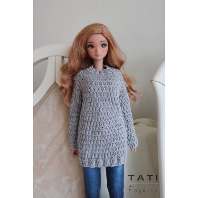 Gray Raglan Sweater for Smart Doll