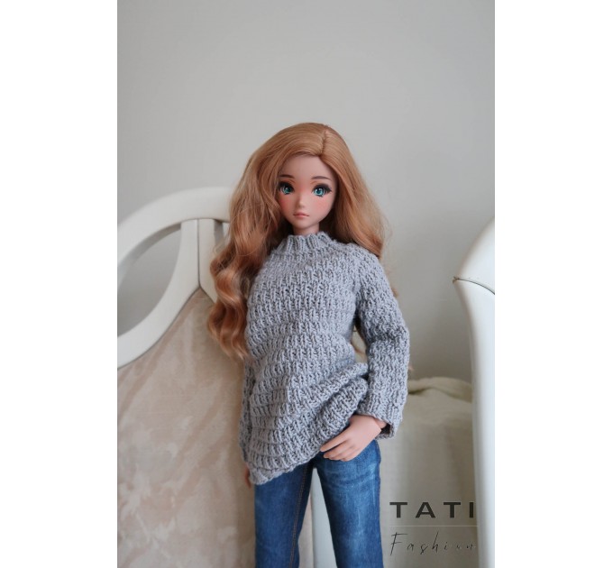 Gray Raglan Sweater for Smart Doll