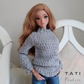 Gray Raglan Sweater for Smart Doll