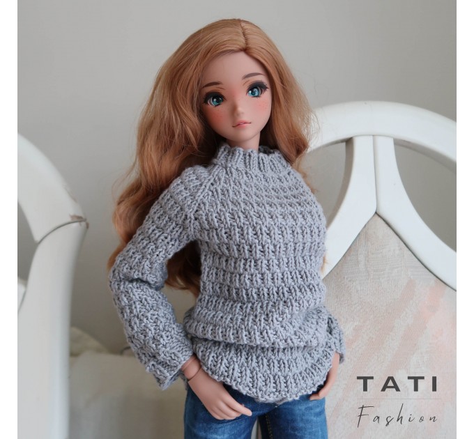 Gray Raglan Sweater for Smart Doll