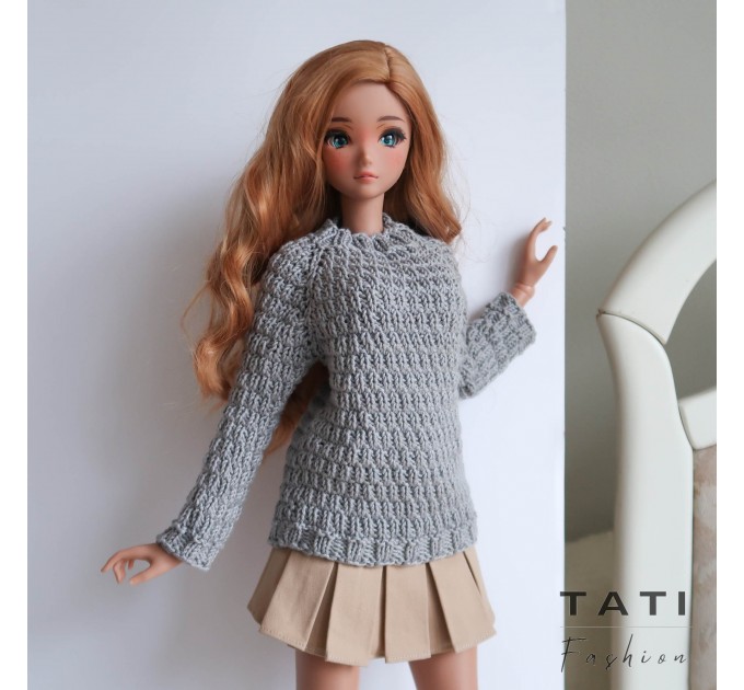 Gray Raglan Sweater for Smart Doll