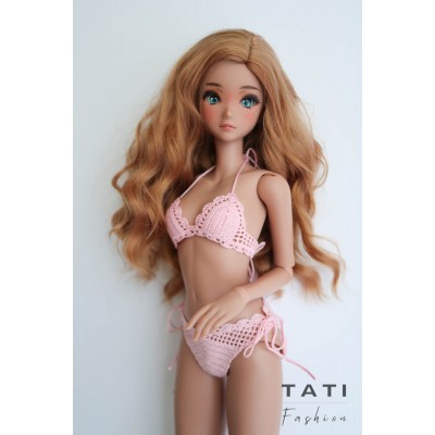 Crocheted Bikini Swimsuit “Pink Cloud” for Smart Doll