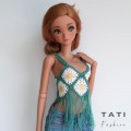 Crocheted Top with flowers and fringes for Smart Doll