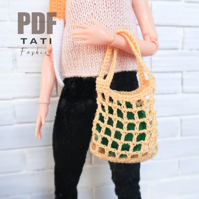 PDF: Square string bag for Barbie and 1/6 doll