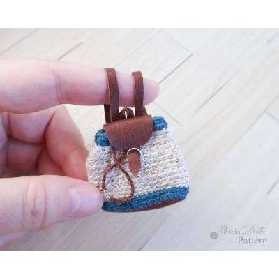 PDF: Crochet bagpack with leather for Barbie and 1/6 doll