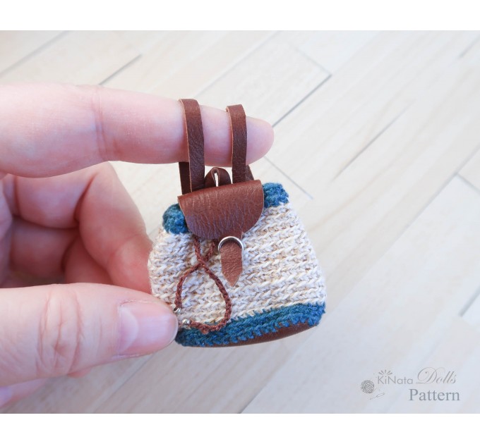 PDF: Crochet bagpack with leather for Barbie and 1/6 doll