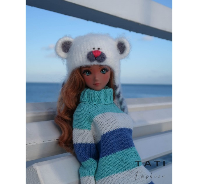 White bear fluffy hat for Smart Doll