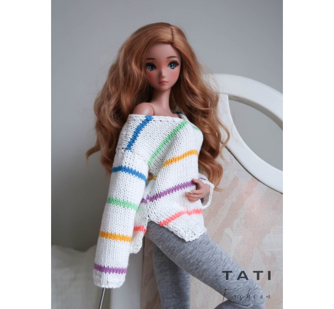 PATTERN: Sweater V-neck With Stripes for Smart Doll