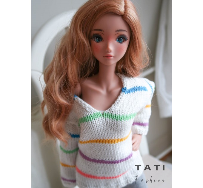 PATTERN: Sweater V-neck With Stripes for Smart Doll