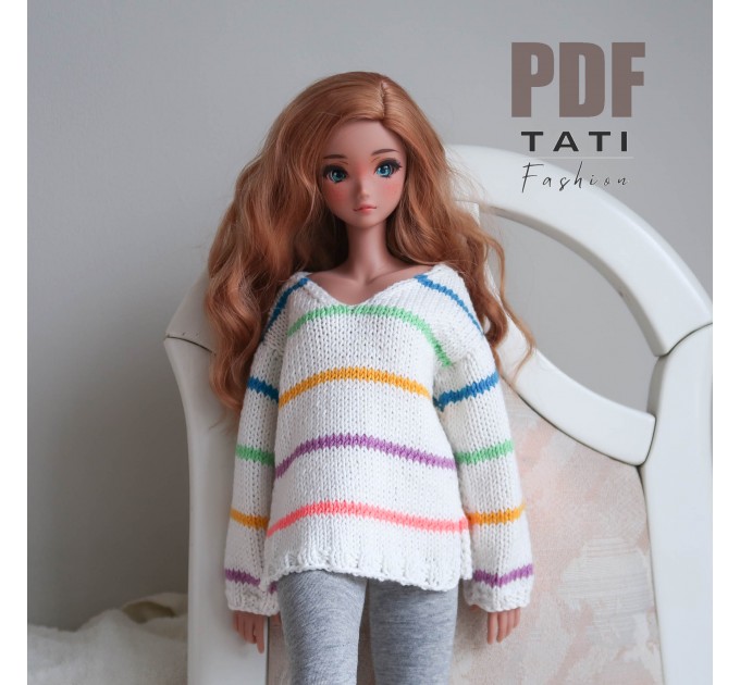 PATTERN: Sweater V-neck With Stripes for Smart Doll