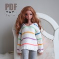 PATTERN: Sweater V-neck With Stripes for Smart Doll