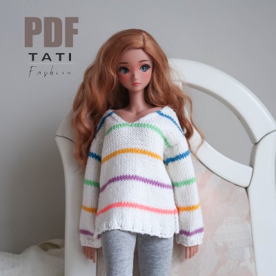 PDF: Sweater V-neck With Stripes for Smart Doll