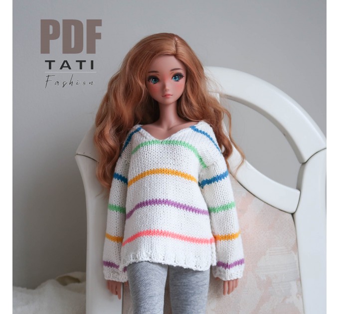 PATTERN: Sweater V-neck With Stripes for Smart Doll