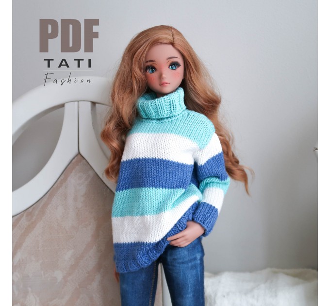 PATTERN: Sweater With Blue Stripes for Smart Doll