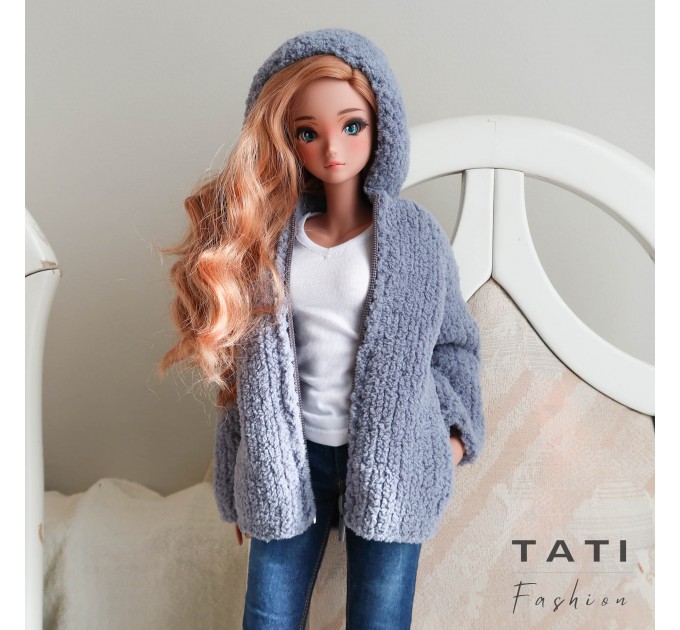 Soft coat with hood and pockets for Smart Doll